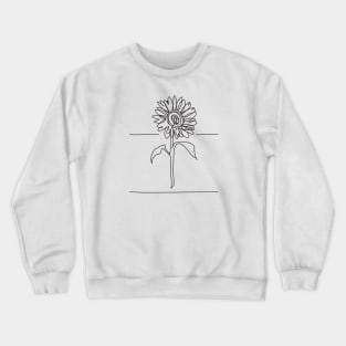 Sunflower Line Drawing - Black Crewneck Sweatshirt